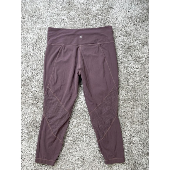 Athleta Leggings Womens Large Petite Purple Mesh High Rise Yoga Activewear Gym - Picture 8 of 11